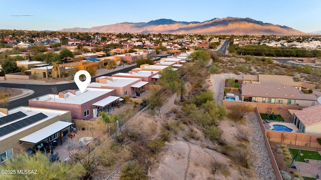 aerial view with a residential view and a mountain view