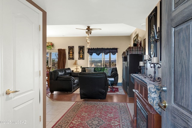 view of tiled living room