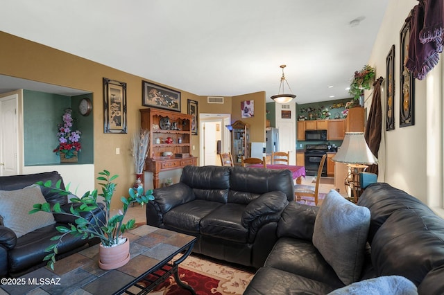 living area with visible vents