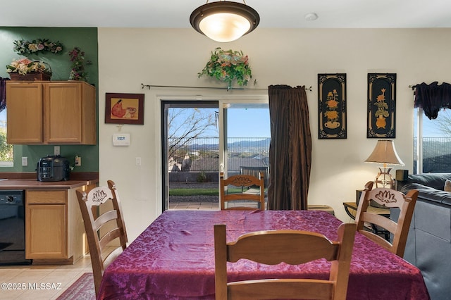 dining room with light tile patterned floors