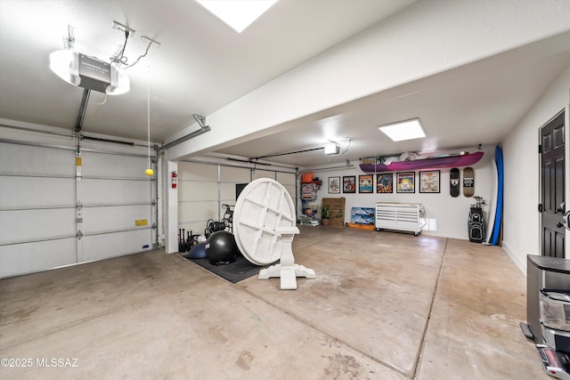 garage with a garage door opener