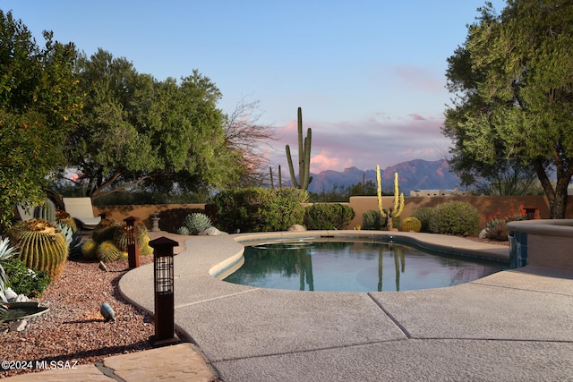 view of pool with a patio area, fence, and a fenced in pool