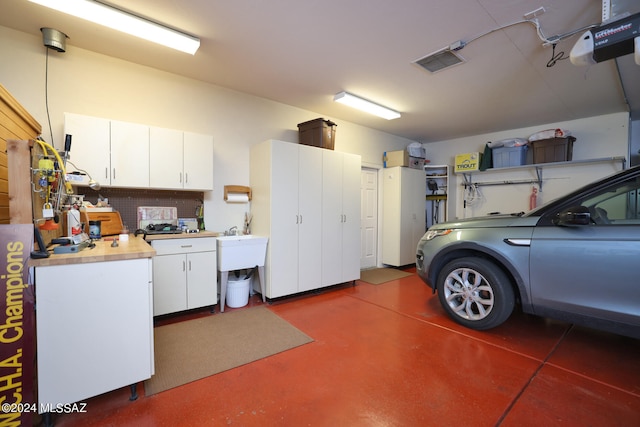 garage with a garage door opener