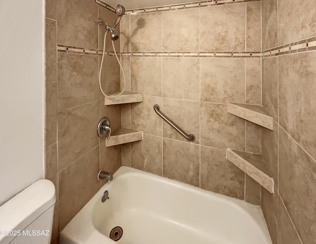 full bathroom featuring toilet and shower / washtub combination