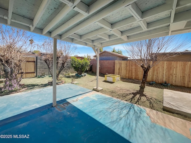 view of patio featuring a fenced backyard