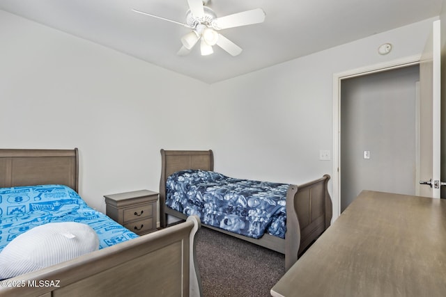 bedroom featuring carpet floors and a ceiling fan