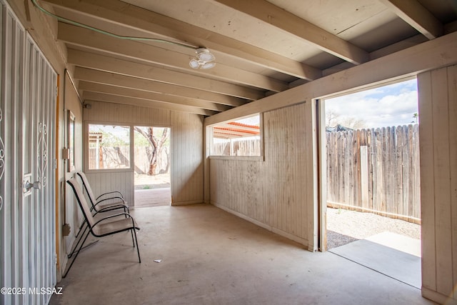 view of unfurnished sunroom