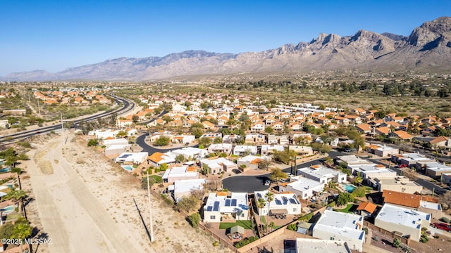 bird's eye view with a residential view and a mountain view