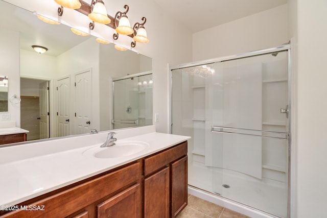 1091 E Empire Canyon Ln, Sahuarita, AZ 85629 - full bath with a shower stall, vanity, and tile patterned floors