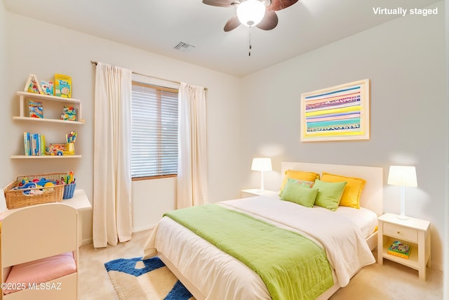 1091 E Empire Canyon Ln, Sahuarita, AZ 85629 - carpeted bedroom featuring baseboards, visible vents, and a ceiling fan