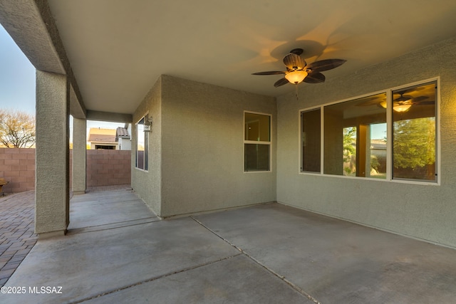 1091 E Empire Canyon Ln, Sahuarita, AZ 85629 - view of patio / terrace featuring fence and a ceiling fan