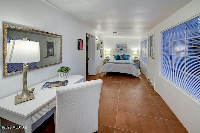 tiled bedroom featuring visible vents