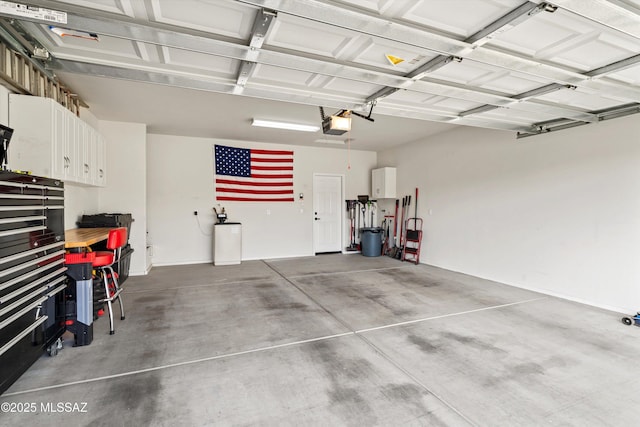 garage with a garage door opener