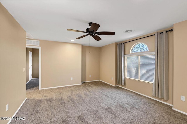 60579 E Flank Strap Dr, Tucson, AZ 85739 - empty room featuring baseboards, visible vents, ceiling fan, and carpet flooring
