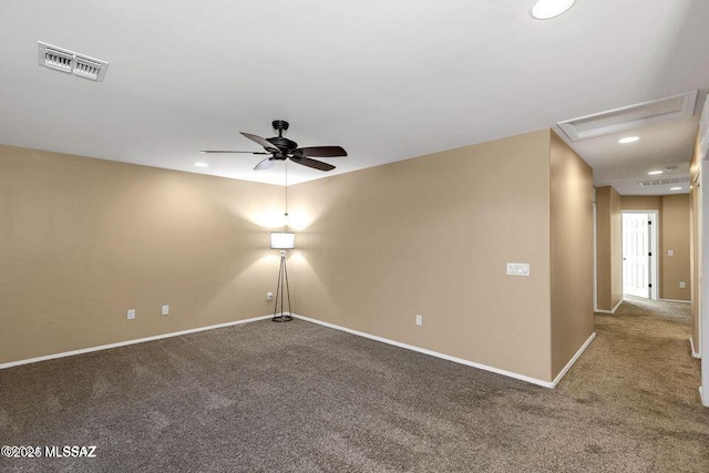60579 E Flank Strap Dr, Tucson, AZ 85739 - carpeted spare room with baseboards, visible vents, a ceiling fan, and recessed lighting