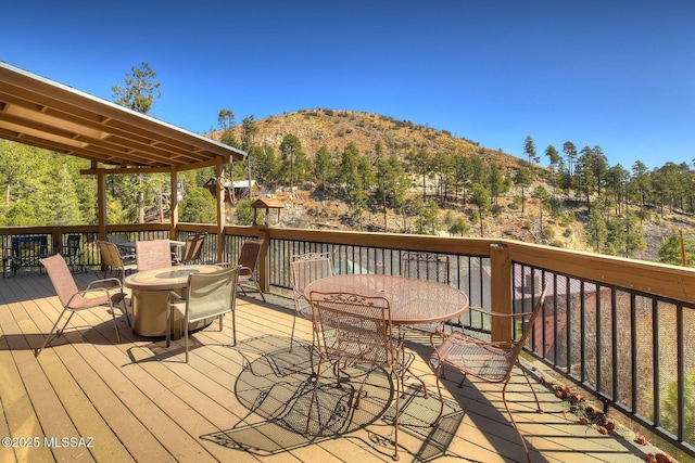 11085 E Grosbeak Ln, Mount Lemmon, AZ 85619 - deck with a mountain view and outdoor dining space