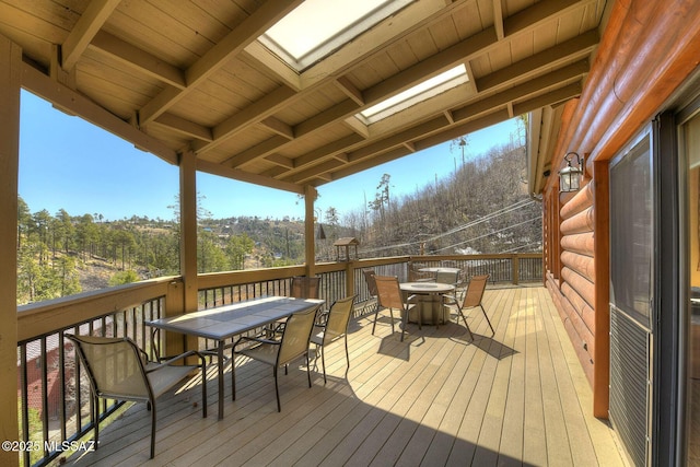 11085 E Grosbeak Ln, Mount Lemmon, AZ 85619 - wooden terrace with outdoor dining space