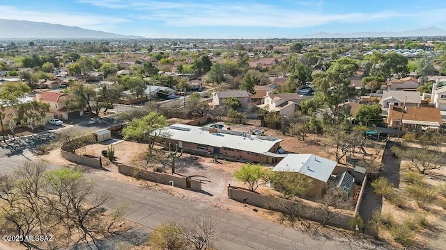 aerial view featuring a mountain view and a residential view