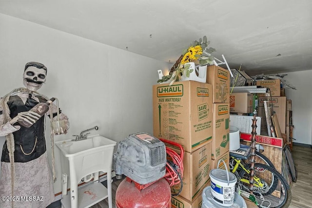 storage room with a sink