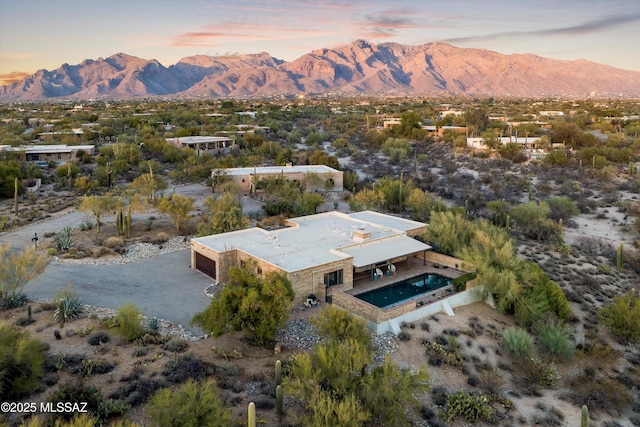 aerial view with a mountain view