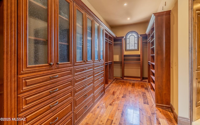 spacious closet featuring light wood-style floors