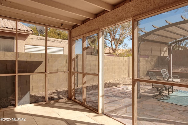 view of unfurnished sunroom