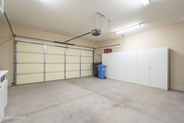 garage with a garage door opener