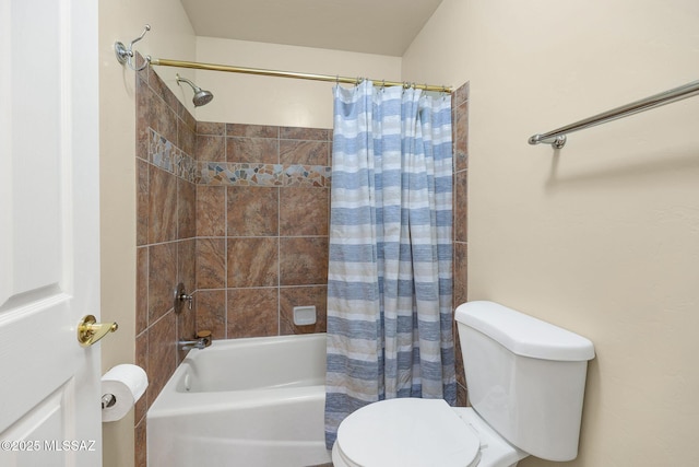 full bathroom with toilet and shower / bath combo