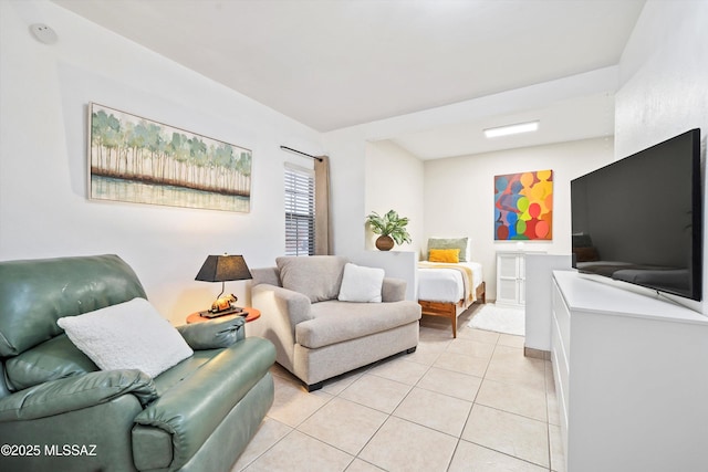 living area with light tile patterned floors