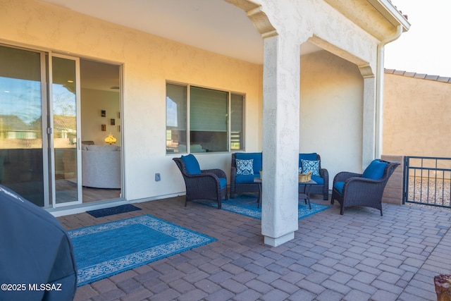 view of patio featuring an outdoor hangout area