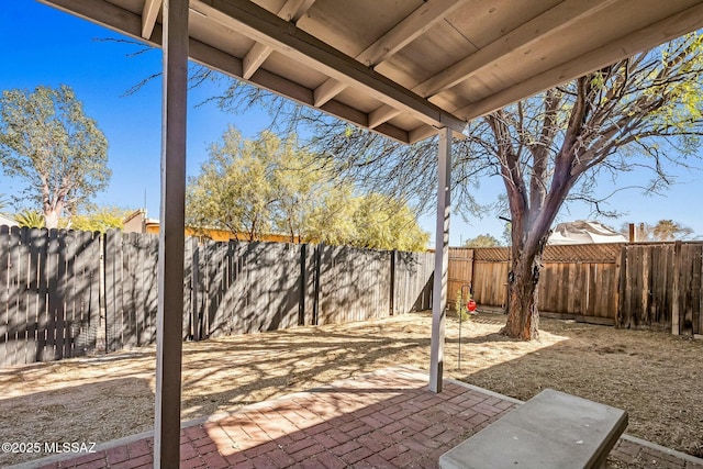 view of patio featuring a fenced backyard