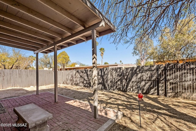 view of patio featuring a fenced backyard