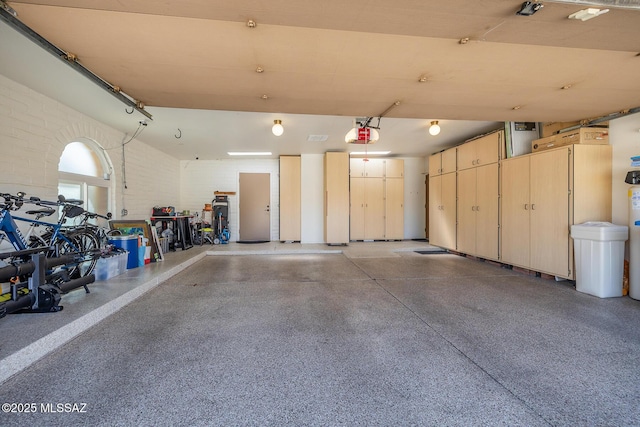 garage with a garage door opener