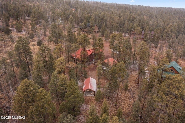 aerial view featuring a forest view