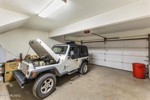 garage with a garage door opener