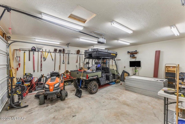 garage with a garage door opener