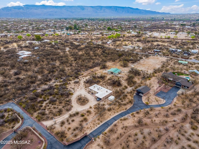 drone / aerial view with a mountain view