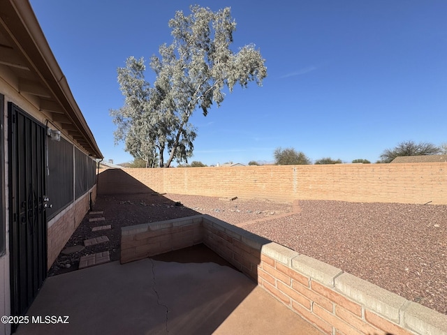 view of yard with a patio area and a fenced backyard