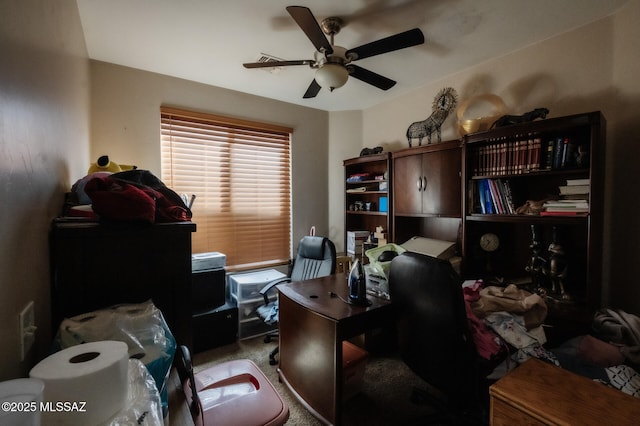 home office featuring ceiling fan