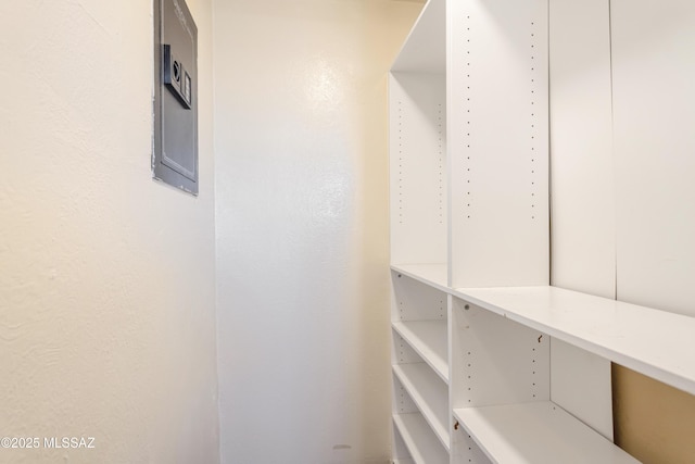 spacious closet featuring electric panel