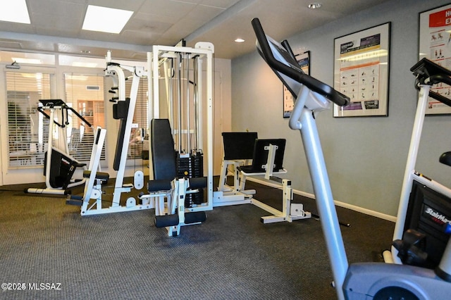 workout area with baseboards