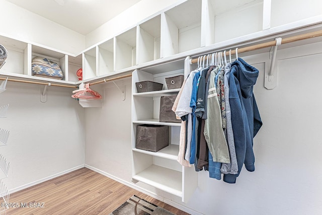 spacious closet with wood finished floors