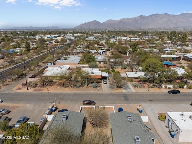 drone / aerial view with a mountain view