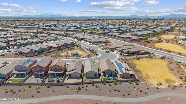 drone / aerial view with a mountain view and a residential view