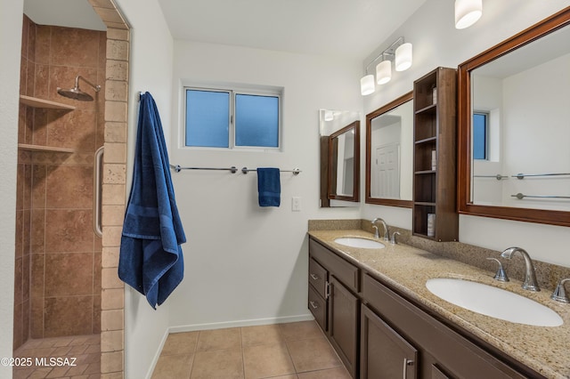 63606 E Desert Peak Dr, Tucson, AZ 85739 - full bath with tile patterned floors, tiled shower, and a sink