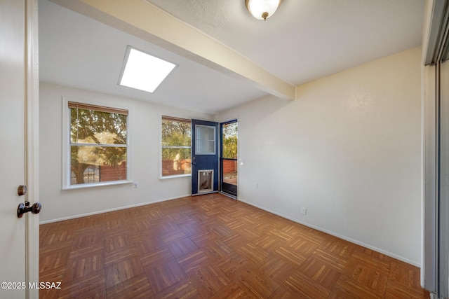 418 N Calle De Las Profetas, Green Valley, AZ 85614 - unfurnished room with baseboards and beamed ceiling