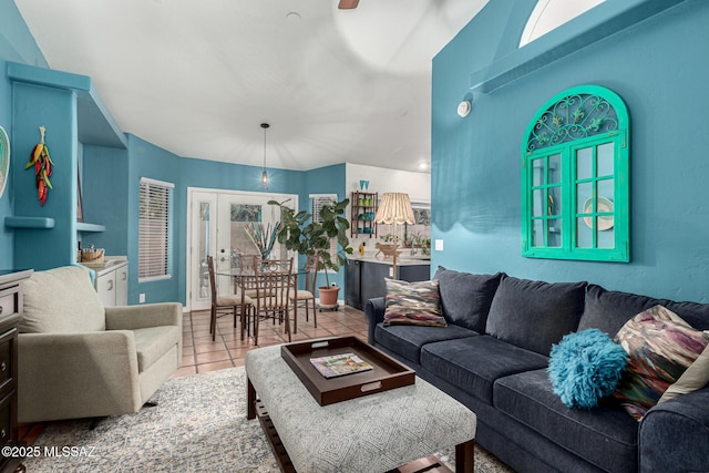 view of tiled living area