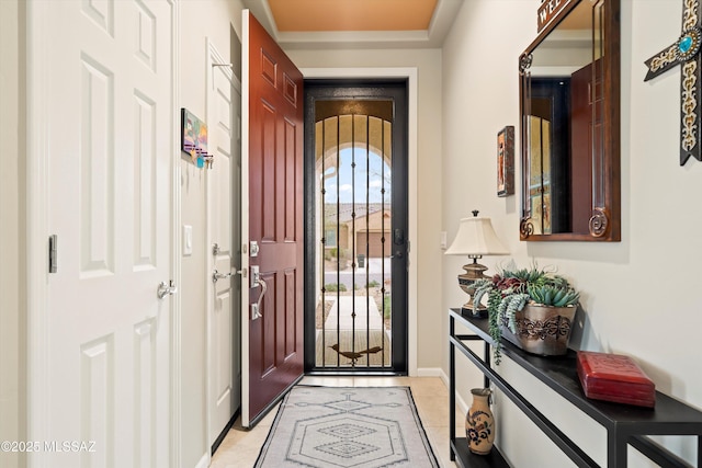 entryway featuring light tile patterned floors