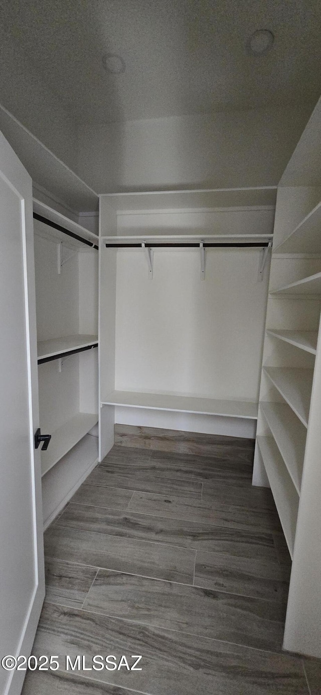 spacious closet with wood finished floors