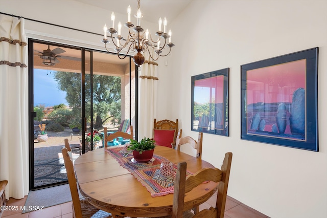 view of tiled dining space